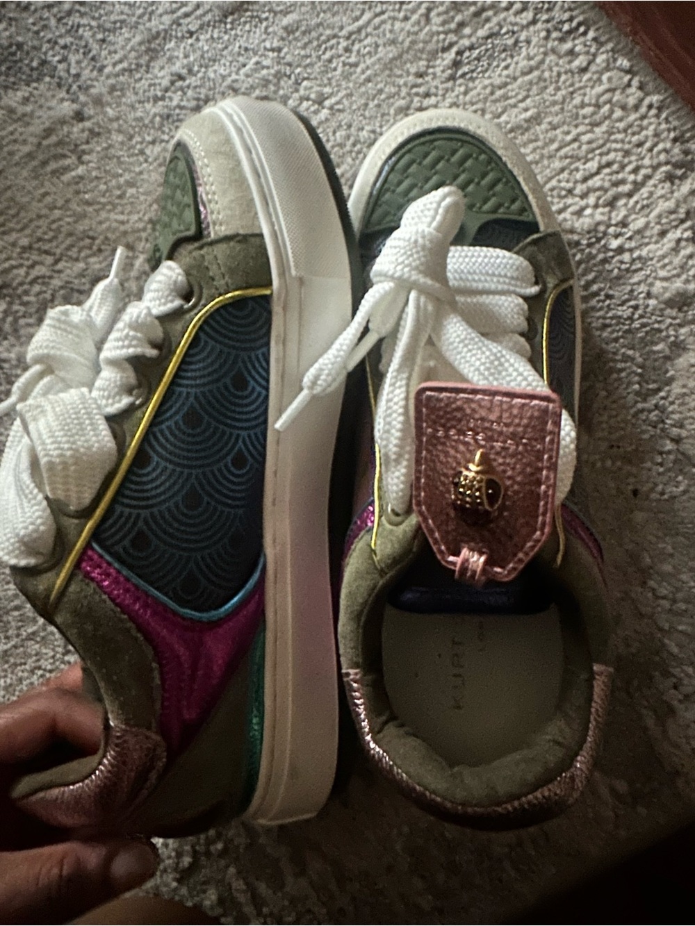 Kurt Geiger Olive Green Multicolor Accent Sneakers - Picture 6 of 7